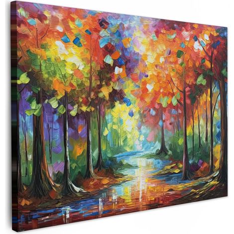 TABLEAU SUR TOILE Paysage - Forêt - Couleurs - Nature Décoration Murale 40x30 cm