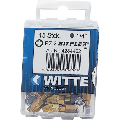 Punte WITTE in acciaio inox PZ 1, lunghe 25 mm, in una scatola di plastica.