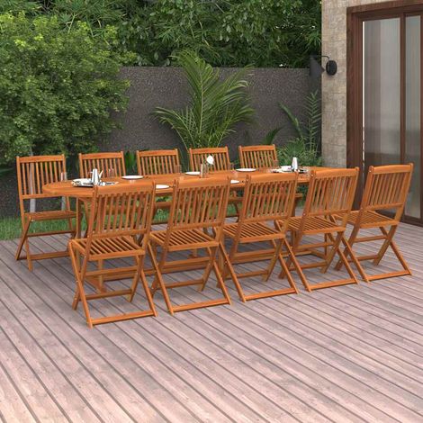 Ensemble à manger de jardin 11 pcs 280x90x75 cm bois d'acacia (1/5)
