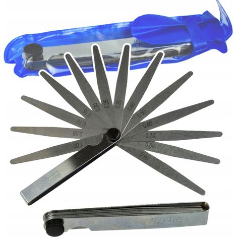 Jauge d'épaisseur GEKO G02738 à 13 lames, 0,05-1 mm, pour le réglage des soupapes (1/5)