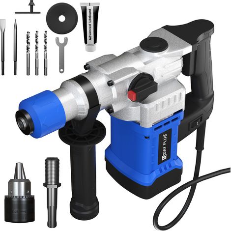 Marteau de démolition Marteau piqueur 6J SDS-Plus Marteau perforateur Marteau burineur Set d'accessoires 3000W (1/4)