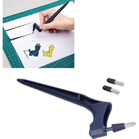 360° drehbares Präzisionsmesser aus Edelstahl, Rotationsgravurmesser, Papierschneider (dunkelblau) (1/5)