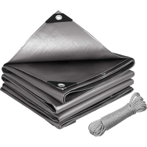 1 Bâche de protection 3x5m, 280g/m² PE étanche, avec corde 20m, pour meubles jardin voiture piscine bateau