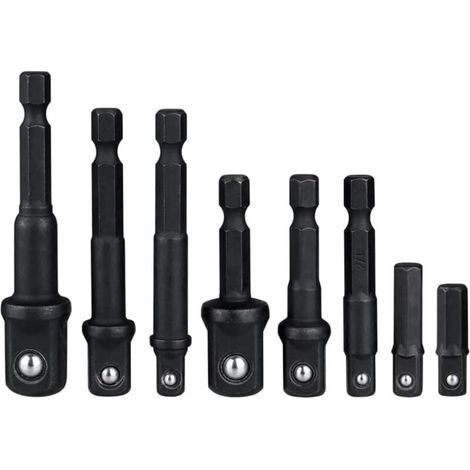 8 Pièces Adaptateurs Porte Douilles de Tige Hexagonale 1/4'' à Changement Rapide(1/4" 1/2" 3/8"), Adaptor Converter de Perceuse Barre d'extension à Douille pour Conversion de Douille Carré (1/5)