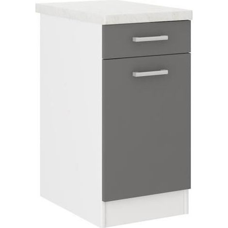 ULTRA Meuble bas de cuisine L 40 cm avec plan de travail inclus - Gris (1/2)
