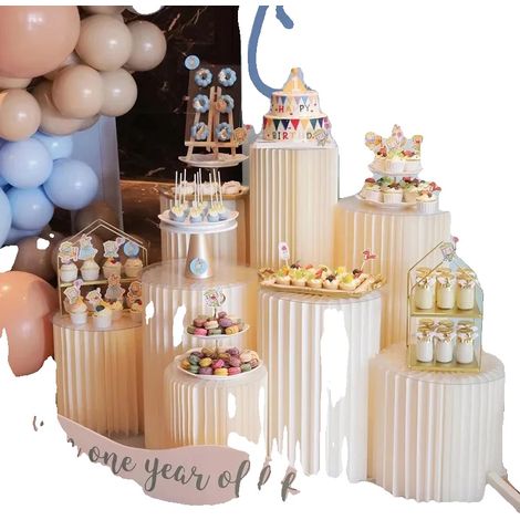 Support à Gâteau Pliable, Design Solide, Options Personnalisables, H40cm blanc (1/5)
