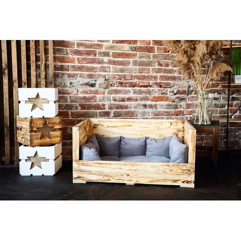 XXL Hundebett Balu weiß shabby mit Kissen 115x54x40,5cm (1/4)