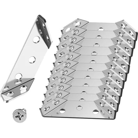 Staffe angolari a L in legno - 12 pezzi, connettori angolari universali in acciaio inox per mobili con viti. Piccole staffe a L per mensole, armadi, cassetti, sedie e tavoli.