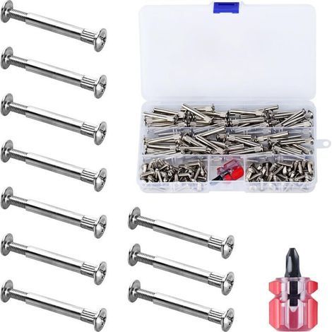 Kit de 140 connecteurs pour meubles M4 – 70 vis + 70 douilles, filetage adapté aux panneaux de 31 à 40 mm (1/4)