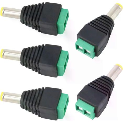 5 Stück DC-Stromkabel-Buchsenadapter-Stecker 21/25 mm x 55 mm, Schraubbefestigung, DC-Netzteil (1/4)