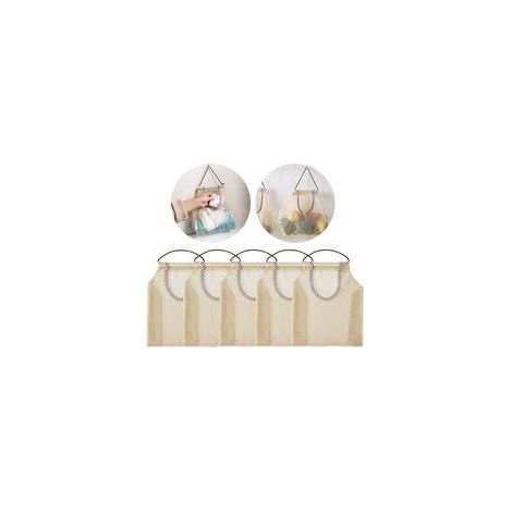Sacs de rangement suspendus en filet respirant – Lot de 5 pour pommes de terre, oignons, ail et légumes, idéal cuisine