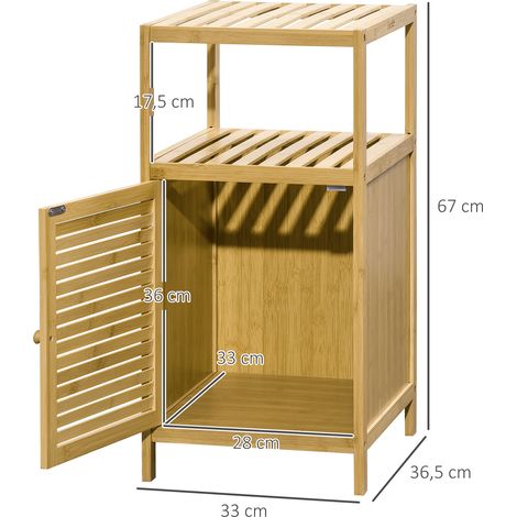 Badezimmerschrank Badregal, Bambus, 1Ablage, 1 Schrank, 33 cm x36.5 cm x67 cm, Natur (1/5)