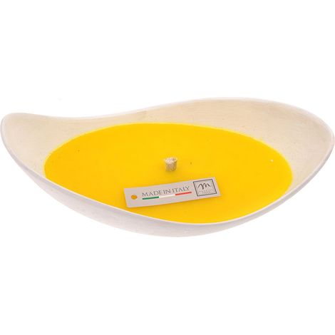 Candela di citronella con gondola in gesso colore giallo Ø 20,5 x 12 x h8 cm (1/2)