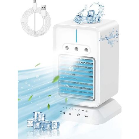 Climatiseur Mobile Portable Silencieux 4-en-1 Rafraîchisseur Humidificateur Purificateur d'Air 3 Vitesses Oscillation 120° Maison Bureau -KZQ (1/4)