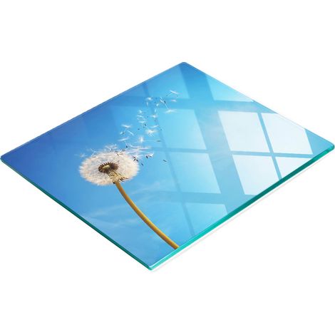 Planche décorative multifonctionnelle de cuisine en verre trempé, motif pissenlit, 60 x 52 cm (1/5)