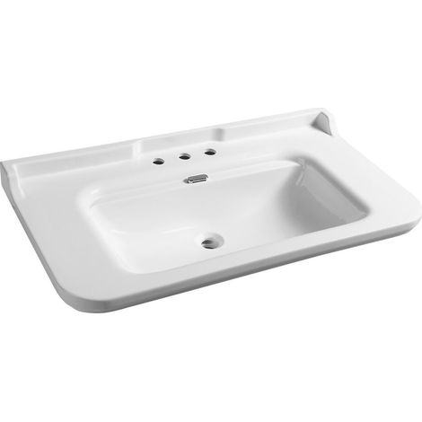 WALDORF Lavabo en céramique 120x55cm, 3 trous, blanc (1/2)
