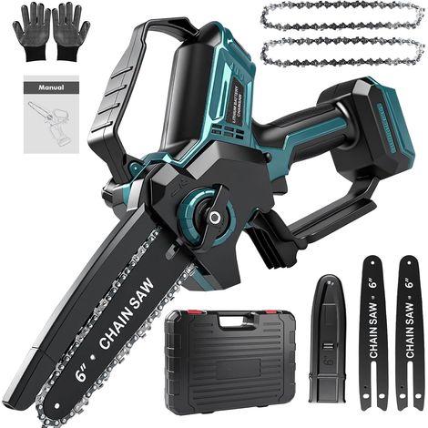 Mini Tronconneuse Electrique A Batterie 6 Pouces, 600W Brushless Tronconneuse Electrique Sans Fil Elagueuse Batterie Avec Graisseur Automatique Compatible Avec 18V(Non Inclus) Pour Sécateur (1/5)