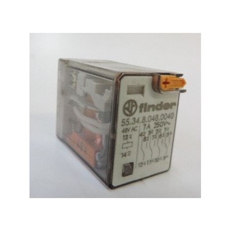 Finder – Relais auxiliaires embrochables 553480480040 – 4RT 7A – Tension 48V AC – Courant max 7A – Applications industrielles variées (1/6)