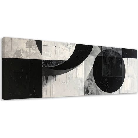 Stampe su Tela, Astrattismo geometrico bianco e nero, 90x30 (1/5)