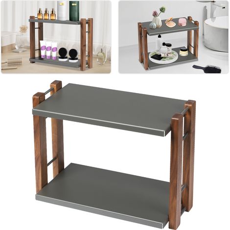 Graue Arbeitsplatten Make-up Organizer, 2-stöckiger Badezimmer Organizer, Waschtisch Organizer mit Belastbarkeit von 15-20kg, Badezimmer Dekoration Sommer Schulbeginn (1/5)
