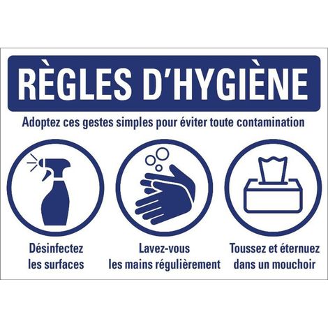 PROVOST - Panneau adhésif règles d'hygiène - Lot de 5 (Format A4)