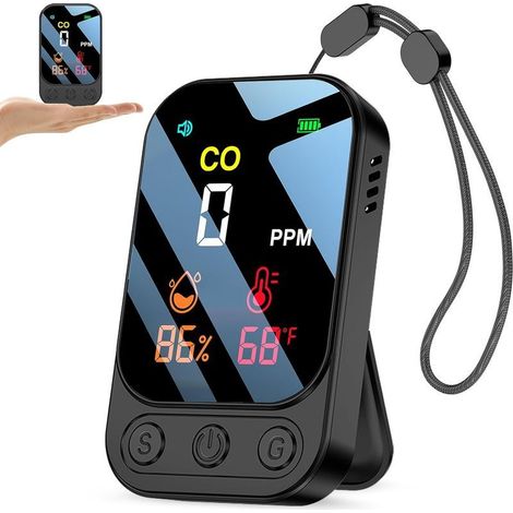 Détecteur Monoxyde De Carbone - Capteur Électrochimique 10 Ans - Affichage LCD 2 48 Pouces - Température Humidité - Rechargeable 60 H - Pour Maison Camping Caravane - 1 Pièce