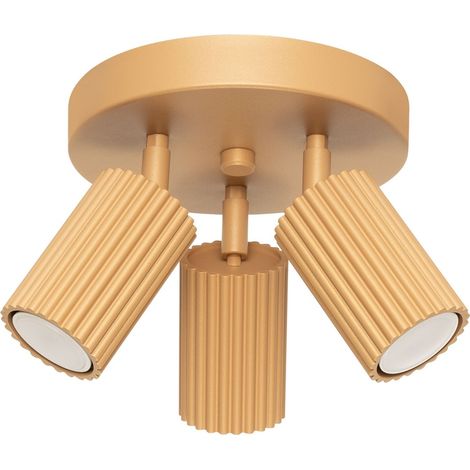 Spot Strahler Aluminium verstellbar B: 19,5 cm in Gold GU10 3-flammig rund Modern Lampe (1/5)