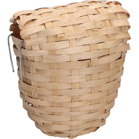 Maison pour oiseaux en bambou naturel faite à la main avec crochet - 2 pièces pour jardin extérieur (1/5)