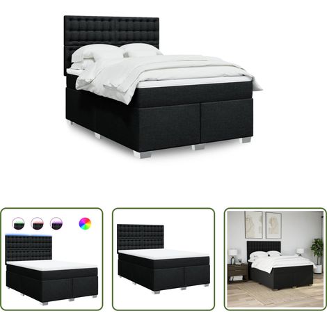 Matelas à ressorts ensachés - Sommier à lattes de lit avec matelas Noir 140x200 cm Tissu (1/5)