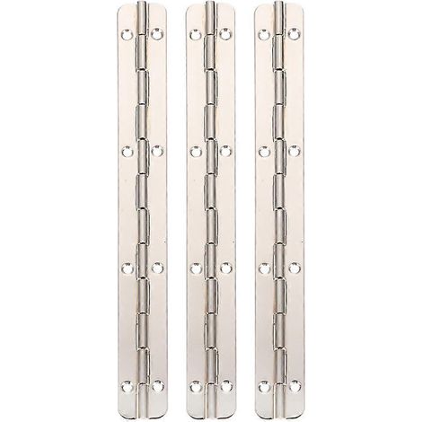 Lot de 3 charnières pliantes continues à 180° pour piano, charnières longues pour armoire et boîte en bois-20x1.7cm (1/4)