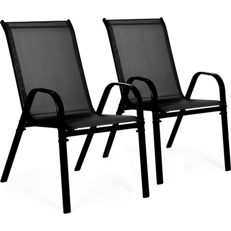 Juego de 2 sillas de jardin para terraza balcon negro (1/5)