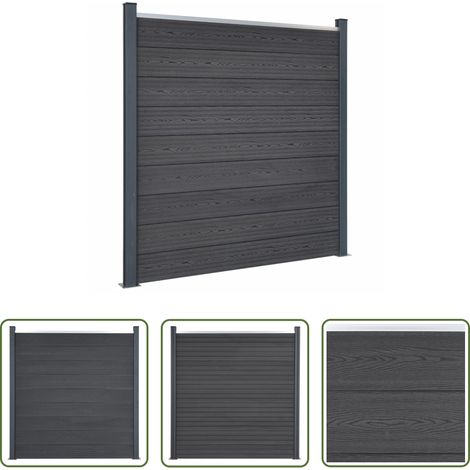 Zaunbrett -  Zaunelement-Set Grau 180x186 cm WPC