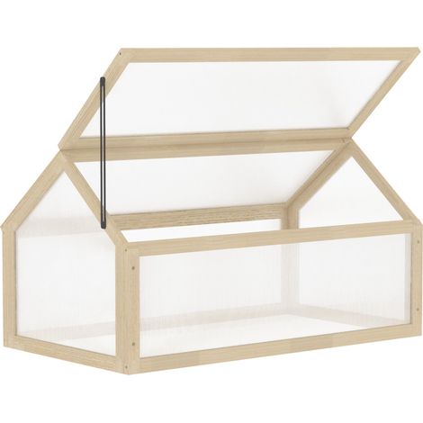 Mini-Gewächshaus aus Holz 90 x 52 x 49,5 cm mit transparenter Abdeckung MODENUIT (1/5)