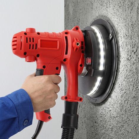 Ponceuse manuelle pour cloisons sèches avec lumière LED 800 W, 1200-2500 tr/min, 180 mm, disque abrasif, pour le traitement du plâtre, avec aspiration de la poussière, câble long 2.5 m (1/5)