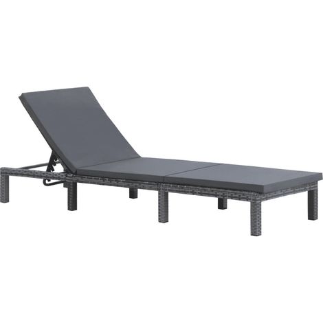 Chaise longue tissu et résine tressée gris Ashné (1/3)