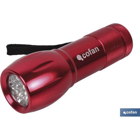 Linterna mini de aluminio 9 LED COLORES 2.7 x 10cm COFAN