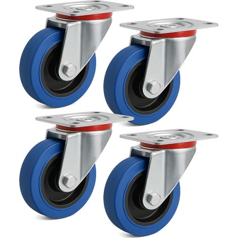 Wiltec Jeu 4x Roulette pivotante en plastique – Ø 100 mm – Capacité de charge 160 kg – Roue sans frein, avec Plaque de montage – Transport Appareil Accessoire Meuble – Usage silencieux sans trace (1/5)
