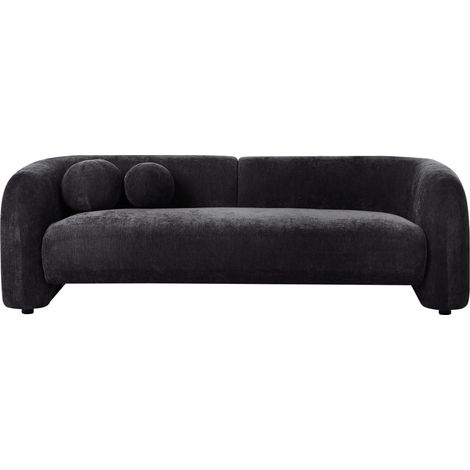 Sofa 3-Sitzer LEIREN Chenillegewebe Schwarz