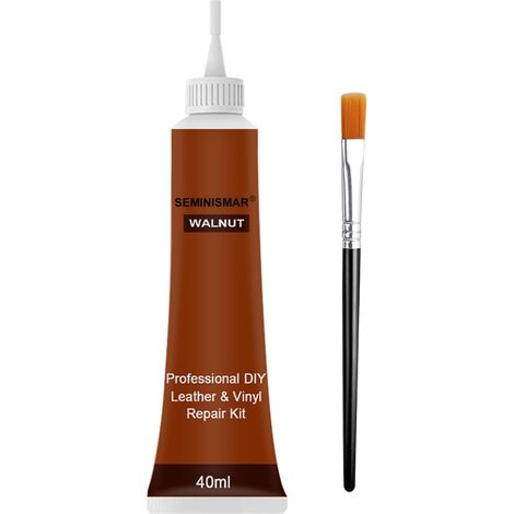 Gel De Réparation pour Cuir,Pâte Réparatrice Cuir,Nylon Art Pinceaux Brun,40 ML (1/5)