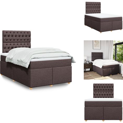 Sommier à lattes de lit et matelas marron foncé 120x190cm tissu - Sommier À Lattes De Lit - Sommiers À Lattes De Lit - Lit - Meuble De Chambre À Coucher (1/5)