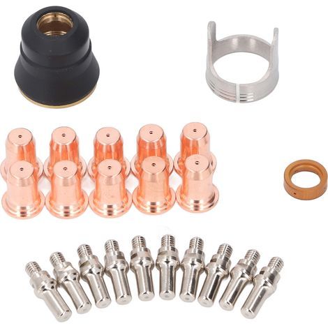 Set mit 23 Plasmaschneid-Verschleißteilen: Schneiddüse, Elektrodenschutz, Topf und Ring (1/5)