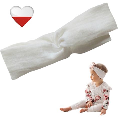 Diadema maxi blanca de muselina entrelazada NappiMe Headbands para niñas (1/5)