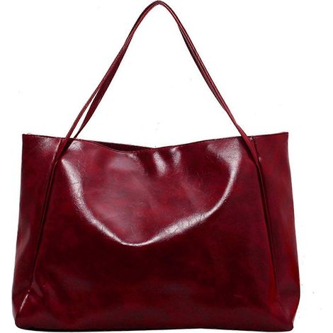 Damen-Schultertasche, Herbstmode, Vintage, einfarbig glänzend, großes Fassungsvermögen, Damen-Handtasche aus PU-Leder, Rot, Einheitsgröße