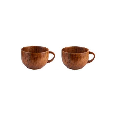 pièces - Tasse à café avec poignée en bois - Contenance env. 200 ml - Convient pour les restaurants, cafés et usage domestique - 8,58,55,8 cm - Couleur naturelle du bois (1/5)