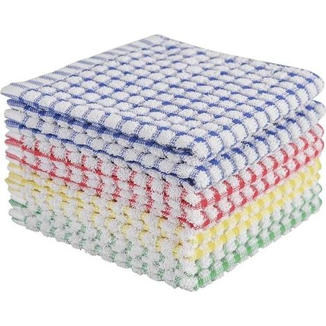 Chiffons à vaisselle pour laver la vaisselle de cuisine, chiffons à vaisselle super absorbants, chiffons de nettoyage en coton éponge, paquet de 8, 12x12 pouces (1/4)