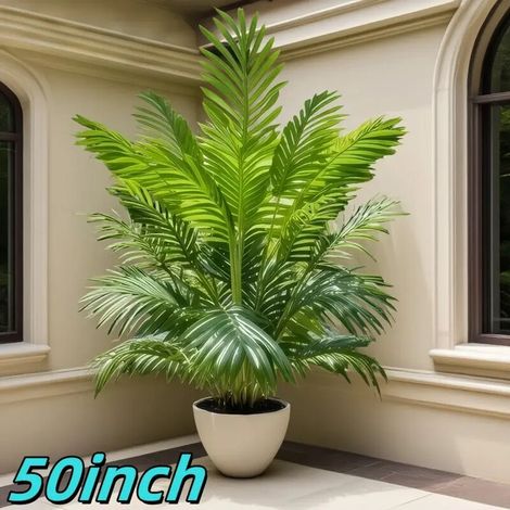Palmier artificiel géant 127 cm – Plante verte réaliste et feuillue – Décoration intérieure et extérieure pour maison, bureau, mariages, fêtes – 2B
