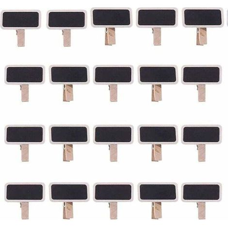 50 Mini Tableau Noir Bois Message Rectangle Ardoise A Pince Clip Carte Panneau Memos Etiquette Prix Marque Place Numero Table/Photo/Tags/Décoration Mariage-Fei Yu (1/4)