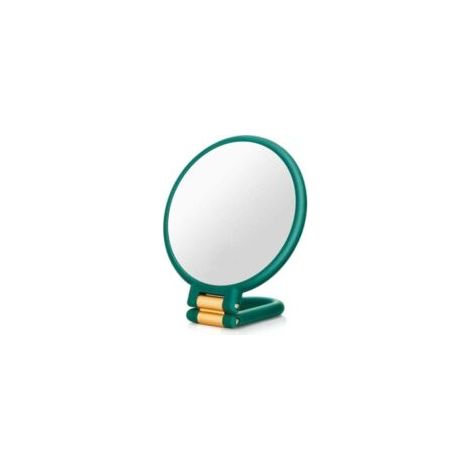 Espejo de bolsillo de doble cara, aumento de 1x/15x, con asa plegable, espejo de maquillaje portátil para viajes (verde militar) - Crezuo
