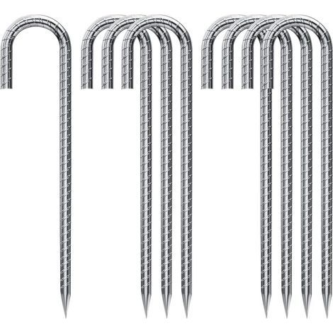 ALOVEZ Bodenanker, 8er-Pack, verzinkte Stahl-Zeltnägel, Befestigungsnägel mit J-Haken, 30 cm Trampolin-Markisen-Bodenanker (1/4)