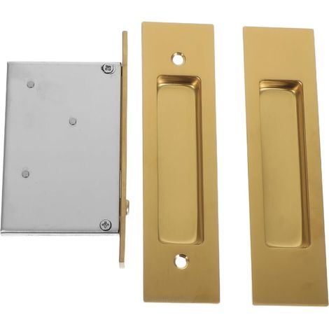 Lot de 2 poignées encastrées dorées pour portes coulissantes (1/5)